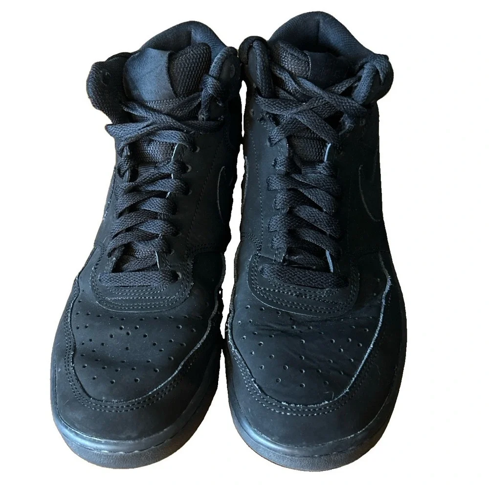 Nike Court Vision Mid Sneaker Shoes Suede Triple Black Mens Size 7.5 CU6620 001